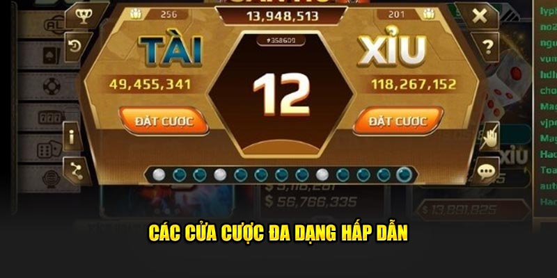 Các cửa cược đa dạng hấp dẫn